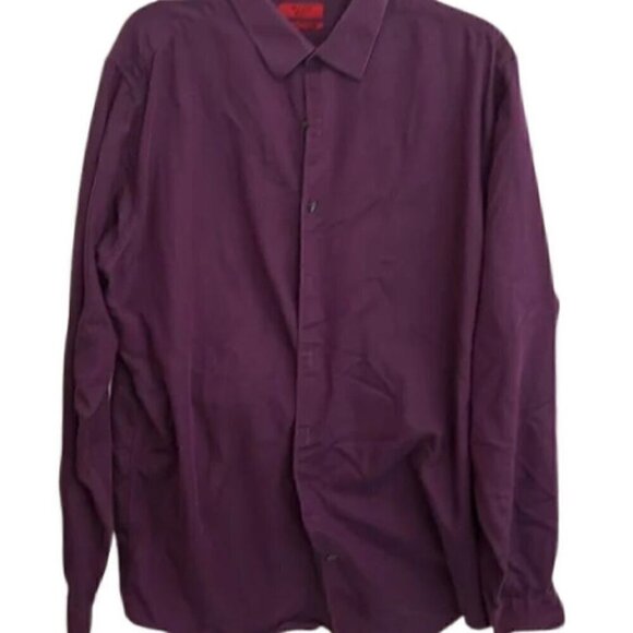Alfani Collared Polo Fitted Long-Sleeve Button-Down and Button-Cuff Purple Men's - Picture 1 of 5